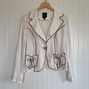 Insight 100% Linen Boho Blazer Size 8 M Coastal Cowgirl Festival Euro Summer